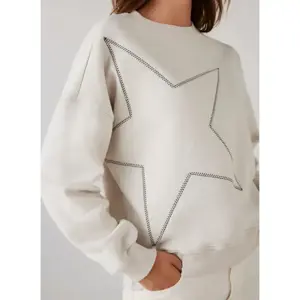 Mint Velvet Cream Cotton Blend Star Sweatshirt